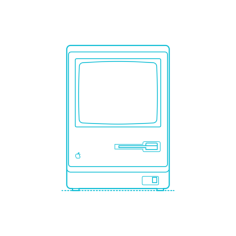 Guide Digital Apple Imac Macintosh 128K 1984 Cad Style Svg Vector, Free Vectors File